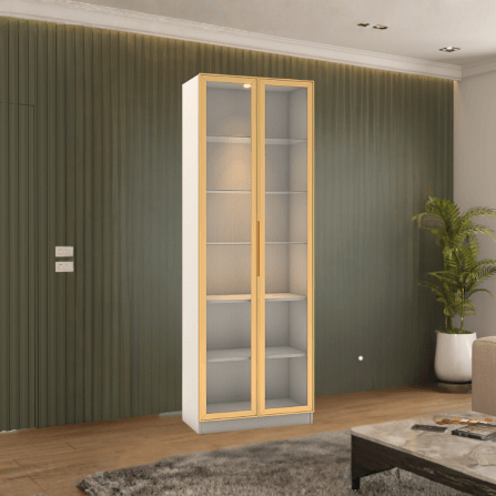 ตู้โชว์กระจก WISDOM DESIGN FURNITURE รุ่น GS-802 80 ซม. สีขาว/โกลด์_2
